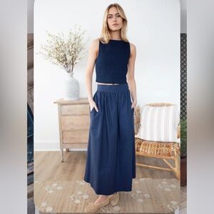 NEW Marea by Liz Joy Charlotte Too & Skirt SET. Navy. S. NWT.